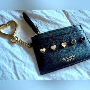 Victoria Secret Black & Gold Heart Card Holder Keychain